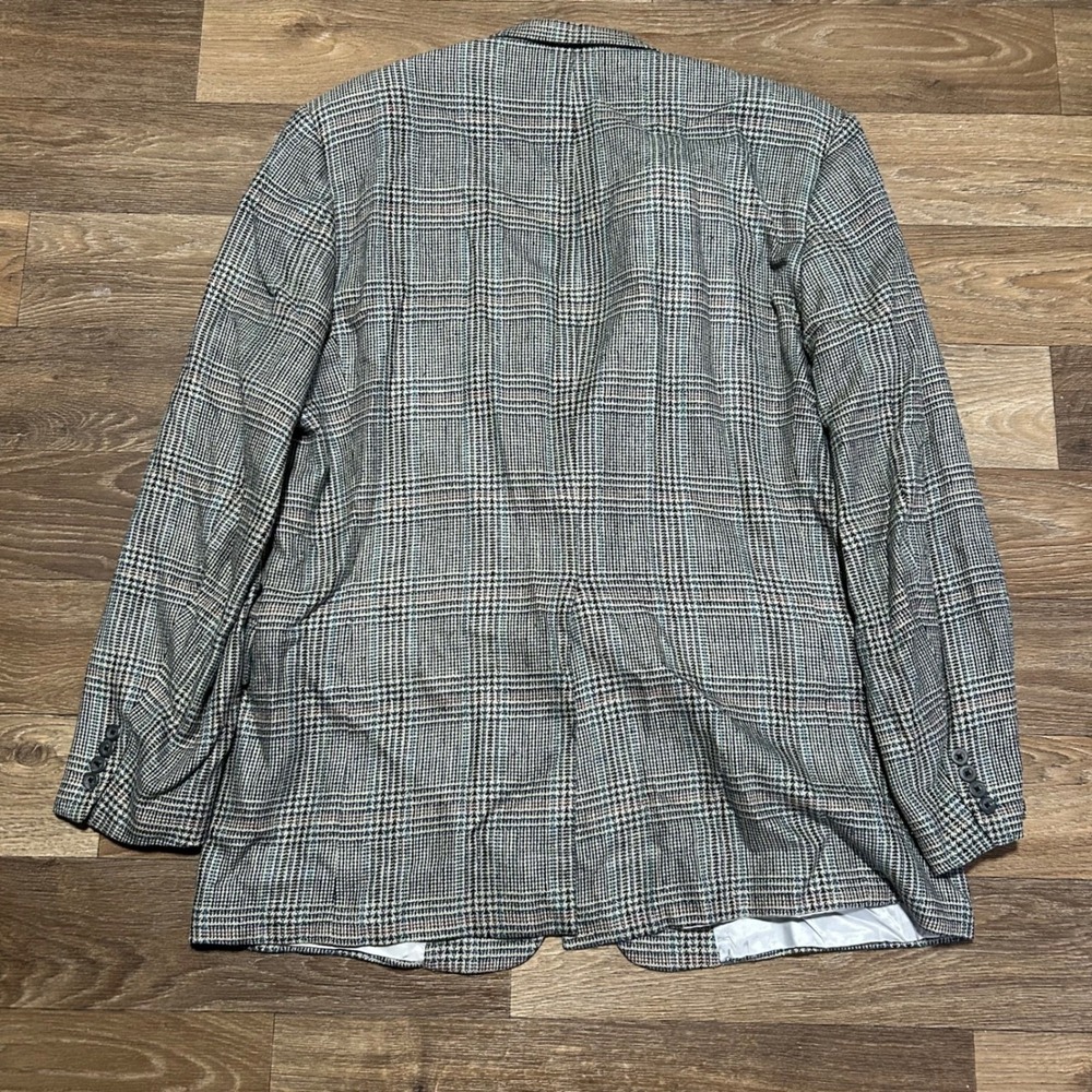 Tom James Blazer Mens 48L Grey Glen Plaid Wool Two Button Custom Sport Coat - Picture 5 of 7